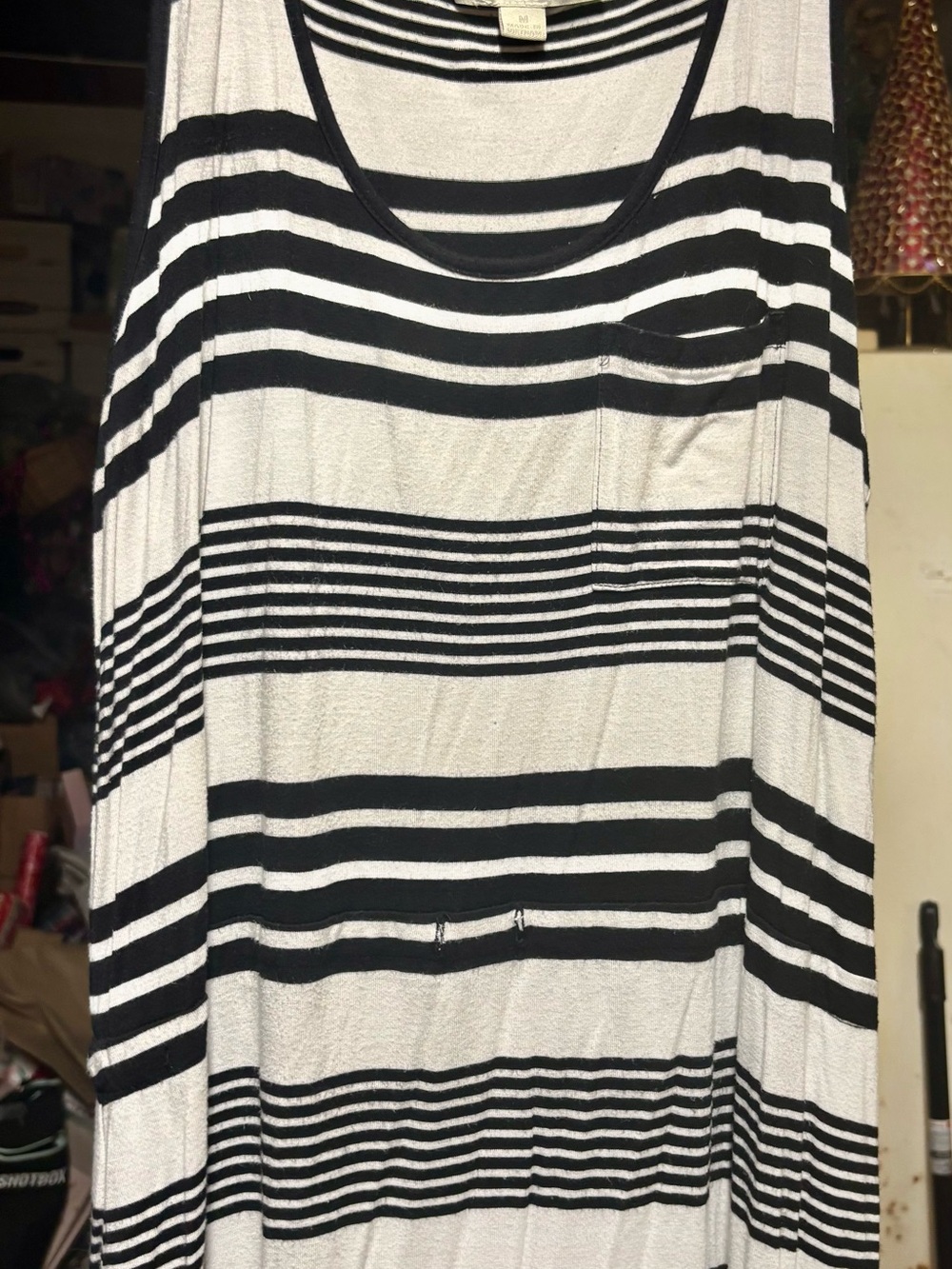 Olive & Oak Black and White Striped Midi Dress